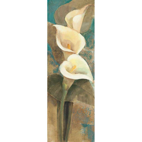Calla Lily Trio Panel Black Modern Wood Framed Art Print by Hristova, Albena