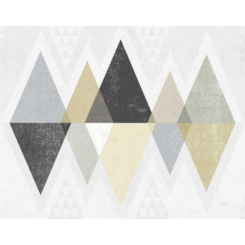 Mod Triangles II Archroma Black Modern Wood Framed Art Print with Double Matting by Mullan, Michael