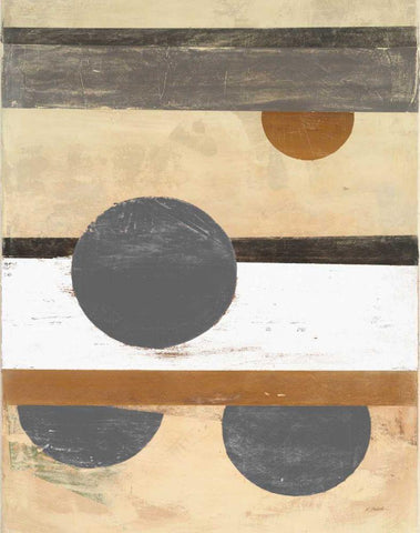 Stripes and Circles Neutral Black Ornate Wood Framed Art Print with Double Matting by Schick, Mike
