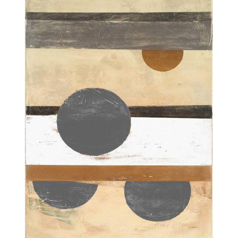 Stripes and Circles Neutral Black Modern Wood Framed Art Print by Schick, Mike