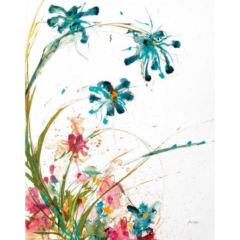 Blooming Blue Crop on White Gold Ornate Wood Framed Art Print with Double Matting by Griggs, Jan