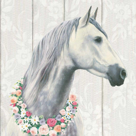 Spirit Stallion I on wood Square White Modern Wood Framed Art Print with Double Matting by Wiens, James