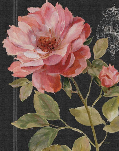 Harmonious Rose Black Black Ornate Wood Framed Art Print with Double Matting by Audit, Lisa