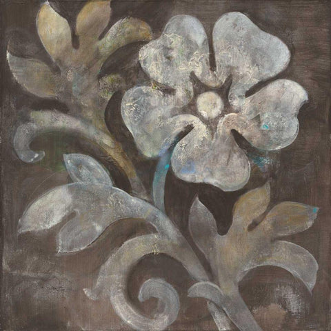 Fresco Floral I Black Modern Wood Framed Art Print by Hristova, Albena
