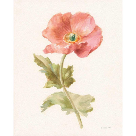 Garden Poppy White Modern Wood Framed Art Print by Nai, Danhui