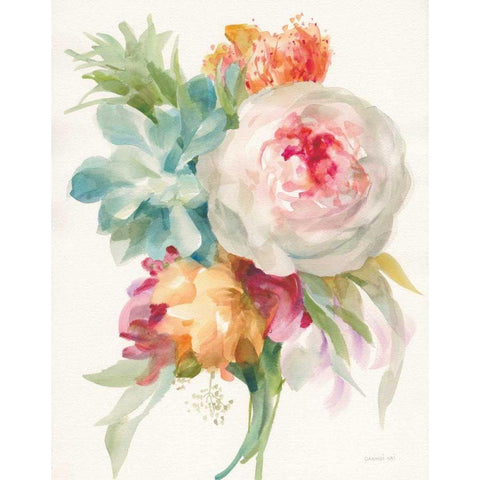 Garden Bouquet I Crop White Modern Wood Framed Art Print by Nai, Danhui