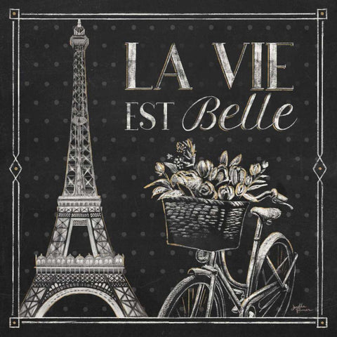 Vive Paris VI Black Ornate Wood Framed Art Print with Double Matting by Penner, Janelle