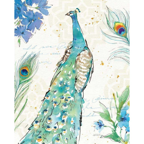 Peacock Garden I Gold Ornate Wood Framed Art Print with Double Matting by Tavoletti, Anne