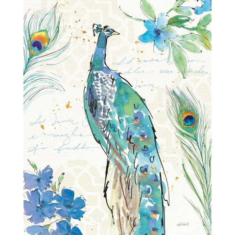 Peacock Garden II Black Modern Wood Framed Art Print with Double Matting by Tavoletti, Anne