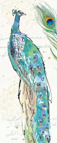 Peacock Garden IV White Modern Wood Framed Art Print with Double Matting by Tavoletti, Anne