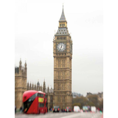 Big Ben Bus White Modern Wood Framed Art Print by Bevan, Keri