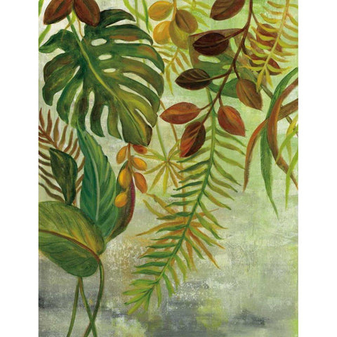 Tropical Greenery I Black Modern Wood Framed Art Print with Double Matting by Vassileva, Silvia