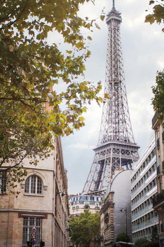 Eiffel View II White Modern Wood Framed Art Print with Double Matting by Marshall, Laura