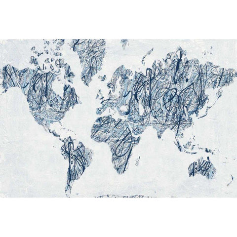 World on a String Black Modern Wood Framed Art Print with Double Matting by Rhue, Piper