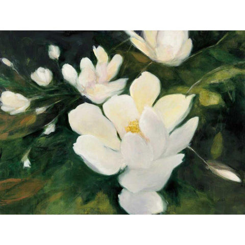 Magnolia Blooms Gold Ornate Wood Framed Art Print with Double Matting by Purinton, Julia