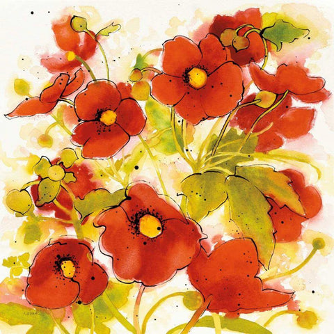 Wild Meadow II White Modern Wood Framed Art Print with Double Matting by Novak, Shirley