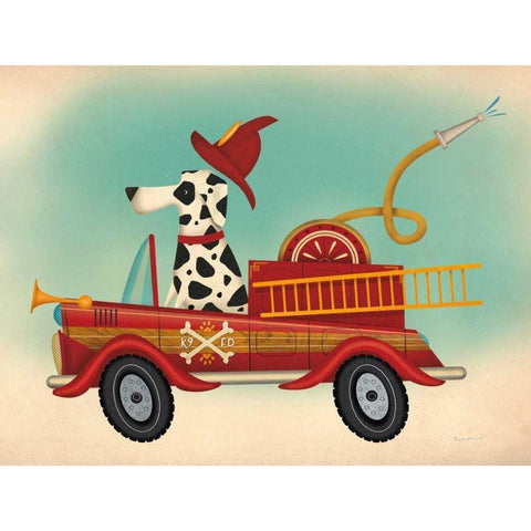 K9 Fire Department Gold Ornate Wood Framed Art Print with Double Matting by Fowler, Ryan