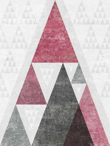 Mod Triangles III Soft Pink Black Ornate Wood Framed Art Print with Double Matting by Mullan, Michael