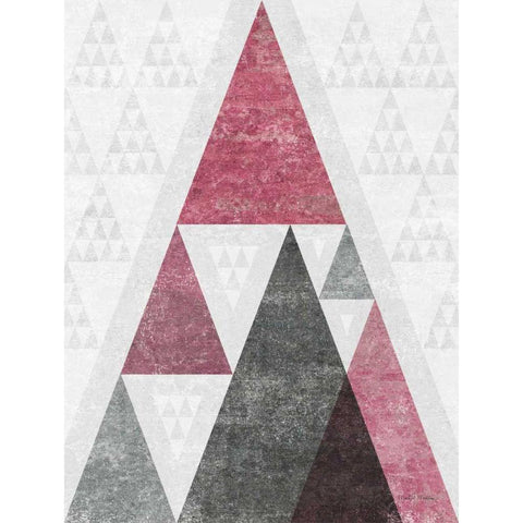 Mod Triangles III Soft Pink Black Modern Wood Framed Art Print by Mullan, Michael