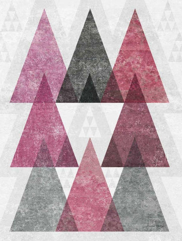Mod Triangles IV Soft Pink Black Ornate Wood Framed Art Print with Double Matting by Mullan, Michael