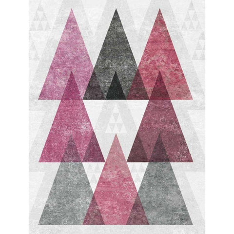 Mod Triangles IV Soft Pink Black Modern Wood Framed Art Print by Mullan, Michael