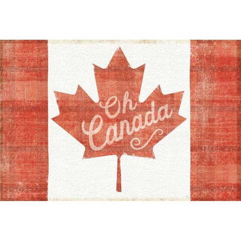 Oh Canada Flag Gold Ornate Wood Framed Art Print with Double Matting by Schlabach, Sue