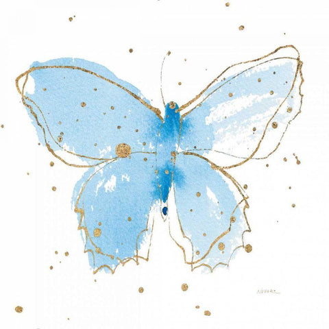 Gilded Butterflies III Black Modern Wood Framed Art Print with Double Matting by Novak, Shirley