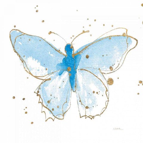 Gilded Butterflies IV White Modern Wood Framed Art Print with Double Matting by Novak, Shirley
