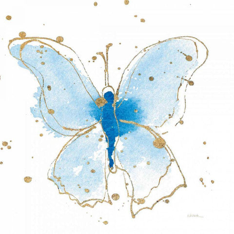 Gilded Butterflies V White Modern Wood Framed Art Print by Novak, Shirley