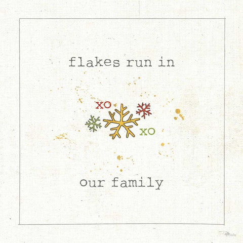 Christmas Cuties V - Flakes Run in Our Family White Modern Wood Framed Art Print with Double Matting by Pela Studio