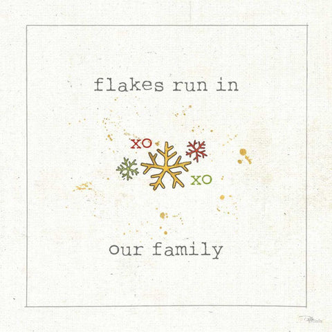 Christmas Cuties V - Flakes Run in Our Family Black Modern Wood Framed Art Print by Pela Studio