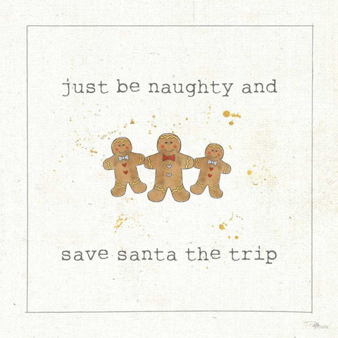Christmas Cuties VI - Just be Naughty and Save Santa the Trip Black Ornate Wood Framed Art Print with Double Matting by Pela Studio