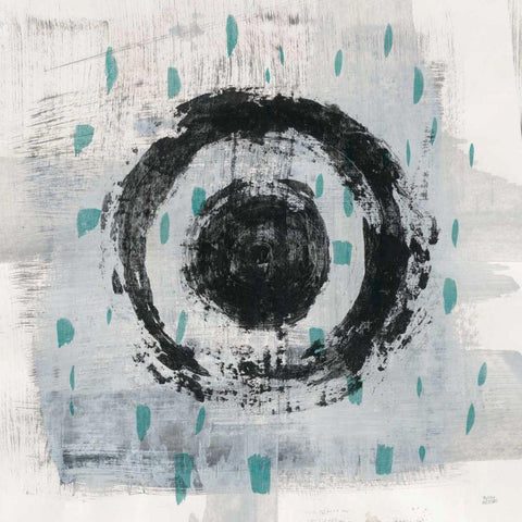 Zen Circle II Crop with Teal Black Modern Wood Framed Art Print with Double Matting by Averinos, Melissa