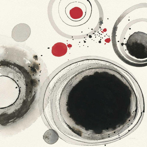Planetary IV with Red White Modern Wood Framed Art Print with Double Matting by Novak, Shirley