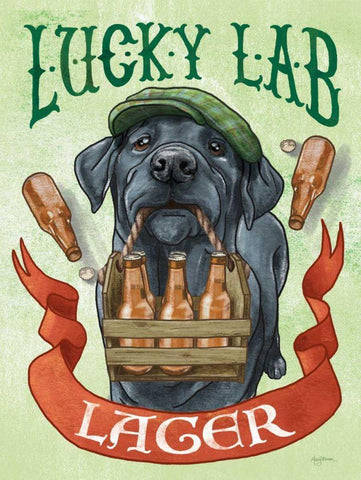 Beer Dogs V Black Ornate Wood Framed Art Print with Double Matting by Urban, Mary