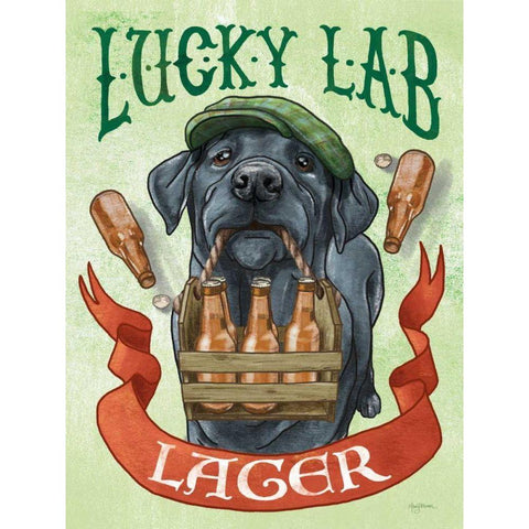 Beer Dogs V Black Modern Wood Framed Art Print with Double Matting by Urban, Mary