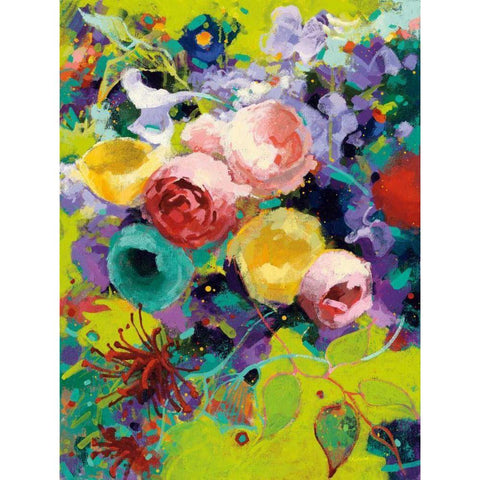 Des Roses Black Modern Wood Framed Art Print with Double Matting by Novak, Shirley