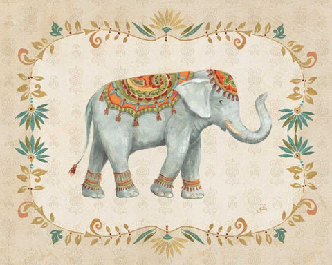 Elephant Walk II White Modern Wood Framed Art Print with Double Matting by Brissonnet, Daphne