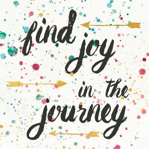 Think Happy I Gold Ornate Wood Framed Art Print with Double Matting by Aiken, Jess