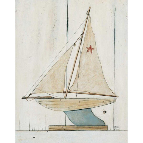 Pond Yacht II Black Modern Wood Framed Art Print with Double Matting by Brown, David Carter