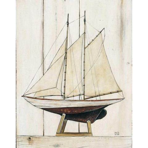 Schooner I White Modern Wood Framed Art Print by Brown, David Carter