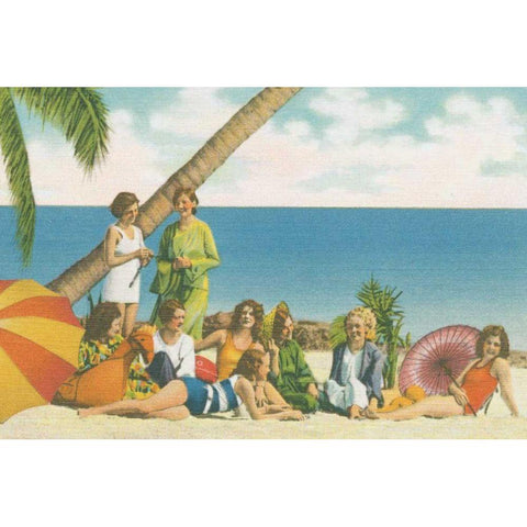 Beauty and the Beach Bright Black Modern Wood Framed Art Print by Wild Apple Portfolio