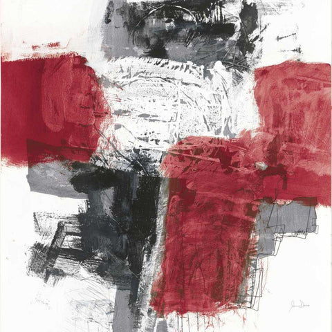 Action I Red Black Sq Black Ornate Wood Framed Art Print with Double Matting by Davies, Jane