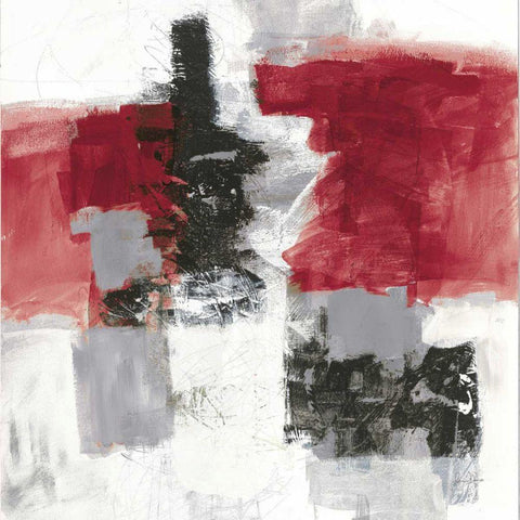 Action II Red Black Sq Black Ornate Wood Framed Art Print with Double Matting by Davies, Jane