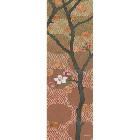 Cherry Blossoms Panel II One Blossom Black Modern Wood Framed Art Print with Double Matting by Lovell, Kathrine