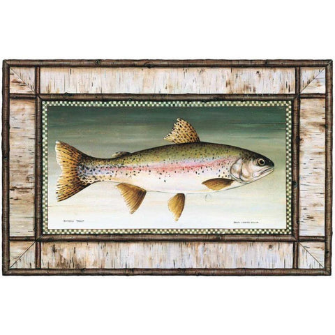 Rainbow Trout Birch Border Black Modern Wood Framed Art Print with Double Matting by Brown, David Carter