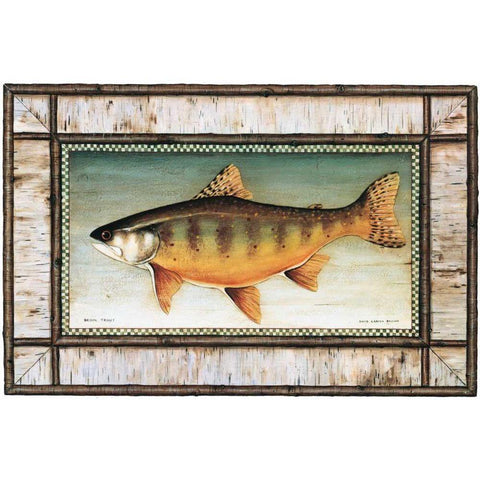 Brook Trout Birch Border Gold Ornate Wood Framed Art Print with Double Matting by Brown, David Carter