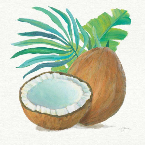 Coconut Palm III White Modern Wood Framed Art Print with Double Matting by Urban, Mary