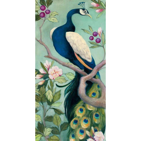 Pretty Peacock I White Modern Wood Framed Art Print by Purinton, Julia