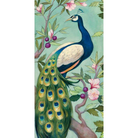 Pretty Peacock II White Modern Wood Framed Art Print by Purinton, Julia